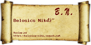 Belosics Niké névjegykártya